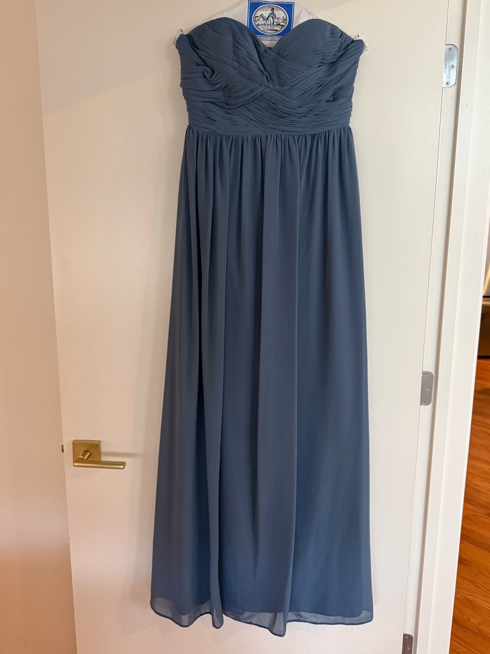 Revelry Strapless Chiffon Maxi Dress - Dusty Blue